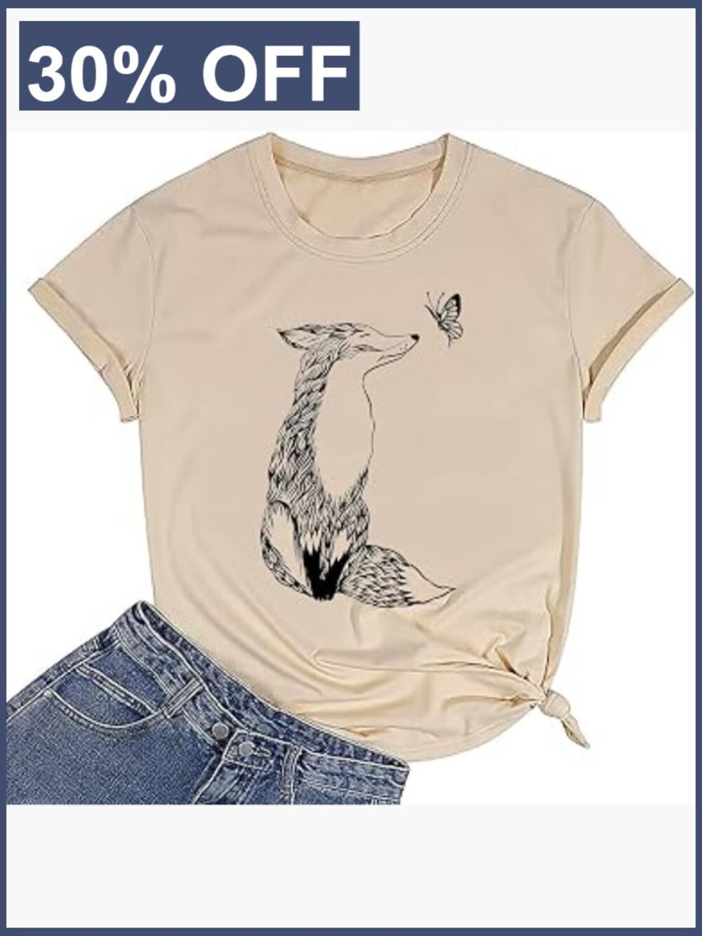 Women's Funny Animal Graphic T-Shirt Crew Neck Cotton Blend Tee